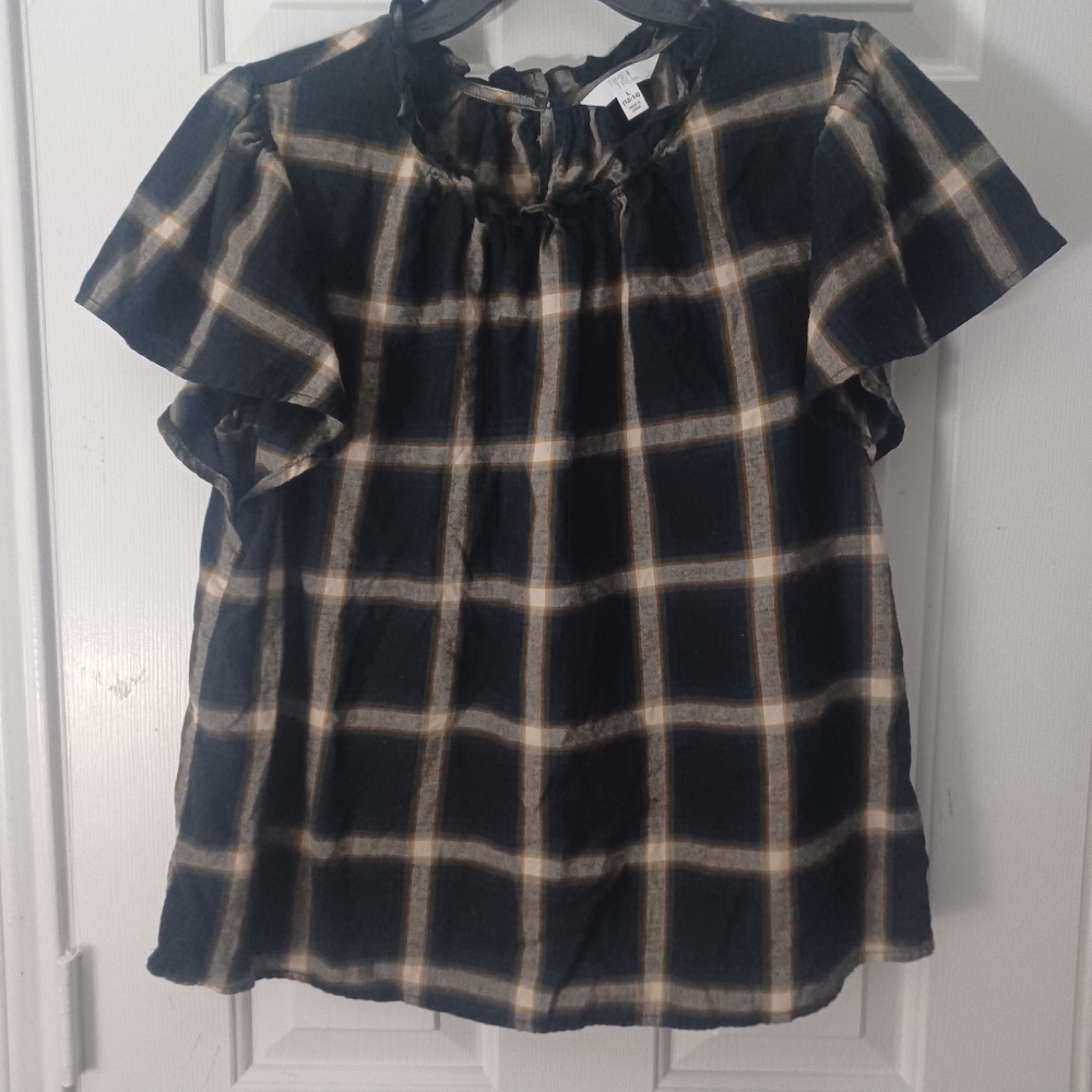 Time And Tru Plaid Flannel Blouse Sz L